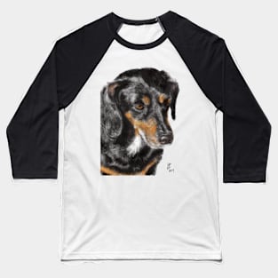 A Very Serious Furry Dachshund Baseball T-Shirt